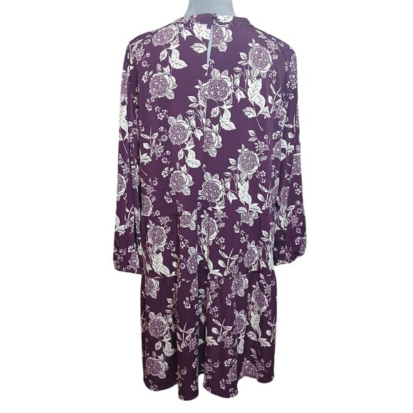 Cato Womens XL Floral Print Tunic Hi-Low Ruffle Hem Stretch Boho Cut-Out Blouse - Picture 5 of 7